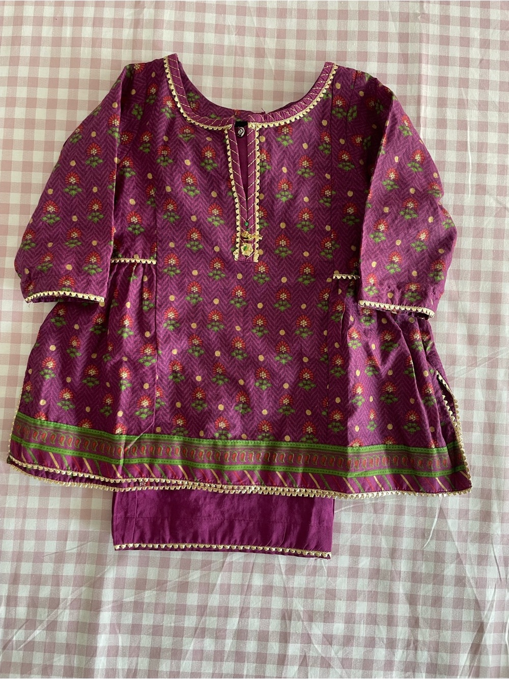 [J. dot] Infant 6-9 months Purple Floral-Print Kids Shalwar Kameez